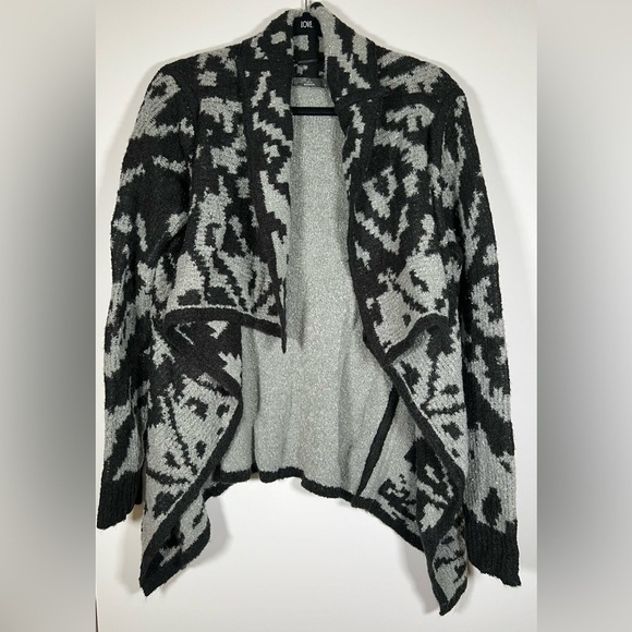 PRANA gray black open draped cardigan duster sz S aztec southwestern - Picture 1 of 5